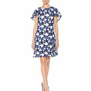 Calvin Klein Floral Lace Flutter Sleeve Dress 10